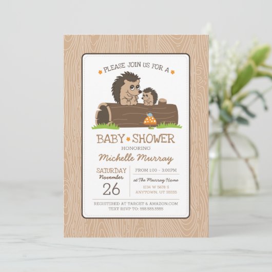 Invitation de Baby shower de hérisson (Debout devant)