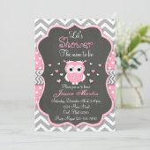 Invitation de baby shower de hibou, Chevron, (Debout devant)