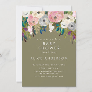 Invitation de Baby shower de jardin fleuri peint