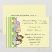 Invitation de baby shower de jaune d'ours de (Devant / Derrière)