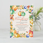 Invitation de baby shower de jumeau de citrouille (Debout devant)