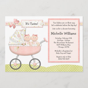 Invitation de baby shower de jumeaux