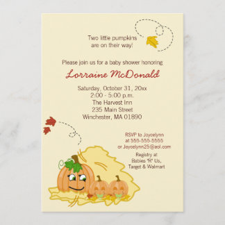 Invitation de Baby shower de jumeaux citrouilles (