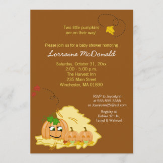 Invitation de Baby shower de jumeaux citrouilles (