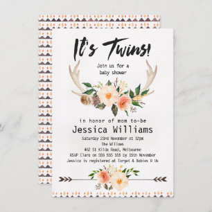 Invitation de baby shower de jumeaux d'andouillers