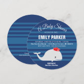 Invitation de baby shower de la baleine | (Devant / Derrière)