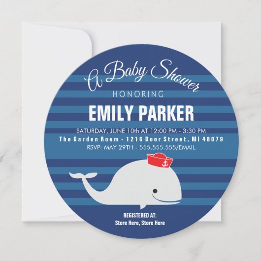 Invitation de baby shower de la baleine | (Devant)