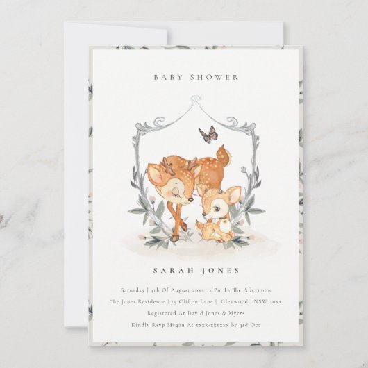 Invitation de Baby shower de la crête florale de l (Devant)