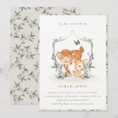 Invitation de Baby shower de la crête florale de l (Devant / Derrière)