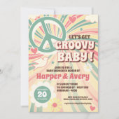 Invitation de Baby shower de la fête hippie des an (Devant)