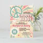 Invitation de Baby shower de la fête hippie des an (Debout devant)