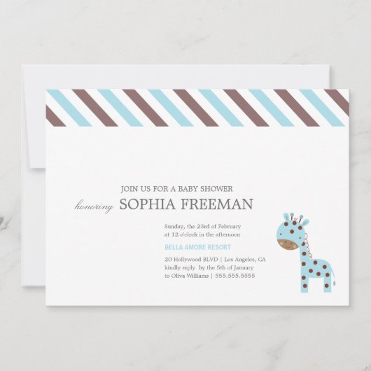 INVITATION DE BABY SHOWER DE LA GIRAFE %PIPE% (Devant)