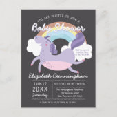 Invitation de Baby shower de la licorne arc-en-cie (Devant)