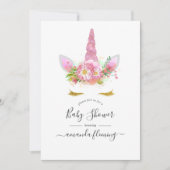 Invitation de Baby shower de la licorne rose (Devant)