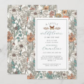 Invitation de Baby shower de la petite fille Fleur (Devant / Derrière)