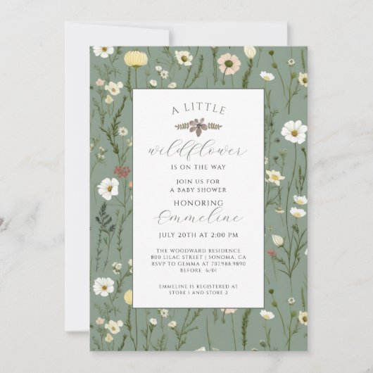 Invitation de Baby shower de la petite fille Fleur (Devant)