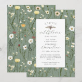 Invitation de Baby shower de la petite fille Fleur (Devant / Derrière)