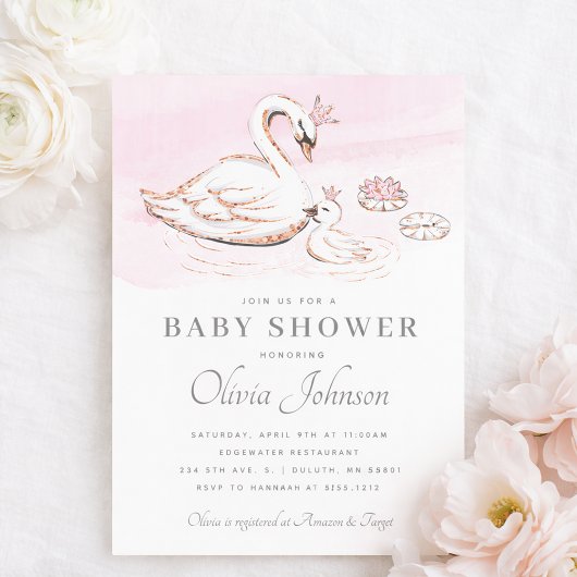 Invitation de Baby Shower de la Princesse Rose Mod