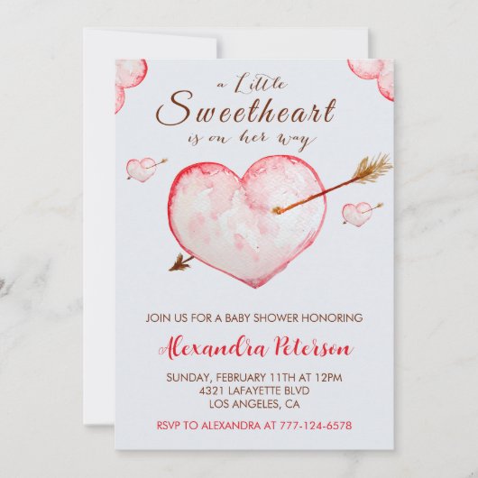 Invitation de baby shower de la Saint-Valentin ave (Devant)