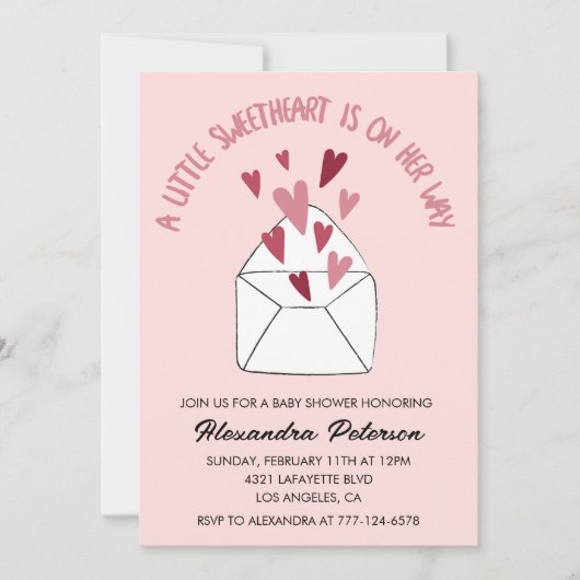 Invitation de baby shower de la Saint-Valentin env (Devant)