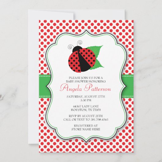 Invitation de Baby shower de Ladybug (Devant)