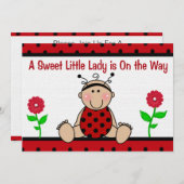 Invitation de Baby shower de Ladybug (Devant / Derrière)