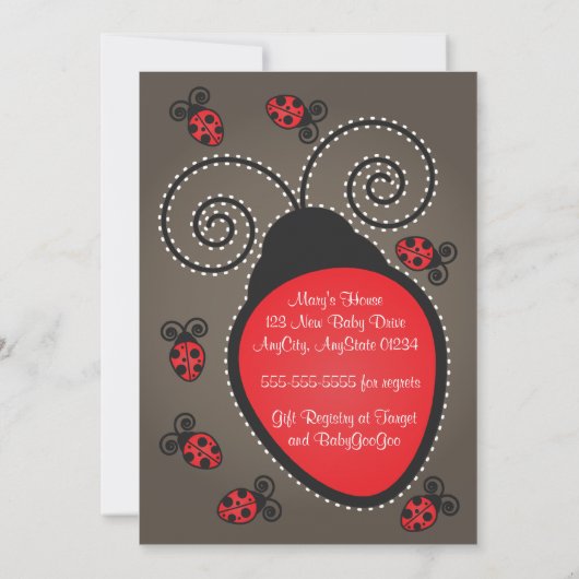 Invitation de Baby shower de Ladybug (Dos)