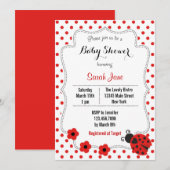 Invitation de Baby shower de Ladybug Polkadot (Devant / Derrière)