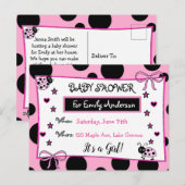 Invitation de Baby shower de Ladybug rose mignon (Devant / Derrière)
