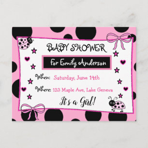 Invitation de Baby shower de Ladybug rose mignon