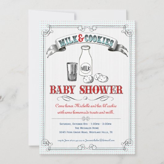 Invitation de baby shower de lait et de biscuits (Devant)