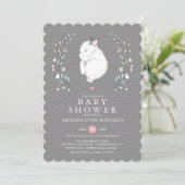 Invitation de Baby shower de lapin couché (Debout devant)