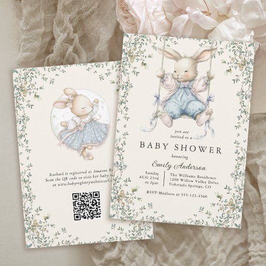 Invitation de baby shower de lapin de conte de fée