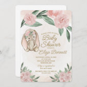 Invitation de Baby shower de lapin doux (Devant / Derrière)