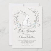 Invitation de Baby shower de lapin mignon (Devant)