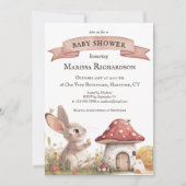 Invitation de Baby shower de lapin rustique (Devant)
