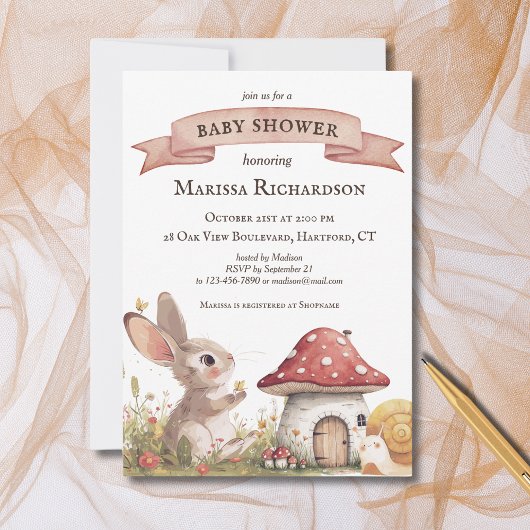 Invitation de Baby shower de lapin rustique