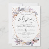 Invitation de Baby shower de lavande violet géomét (Devant)