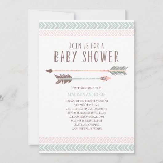 Invitation de baby shower de l'Aztèque | (Devant)