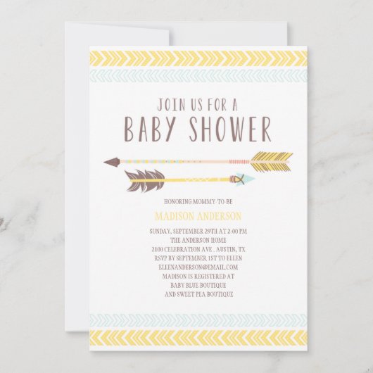 Invitation de baby shower de l'Aztèque | (Devant)