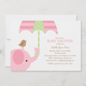 Invitation de baby shower de l'éléphant de roses (Devant)