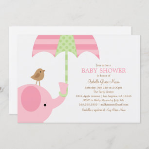 Invitation de baby shower de l'éléphant de roses