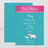 Invitation de baby shower de licorne (Devant / Derrière)