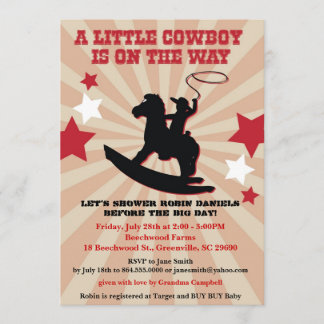Invitation de Baby shower de Little Cowboy, Rockin