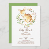 Invitation de Baby shower de Little Deer (Devant / Derrière)
