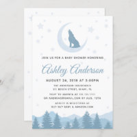 Invitation de baby shower de lune de loup