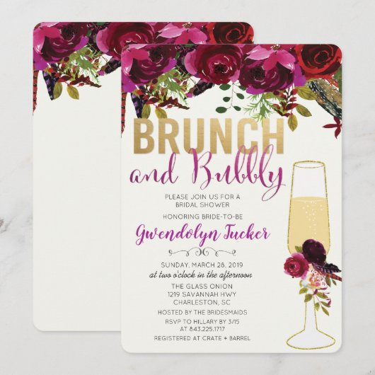 Invitation de Baby Shower de mariage Brunch et Bub (Devant / Derrière)