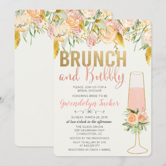 Invitation de Baby Shower de mariage Brunch et Bub (Devant / Derrière)