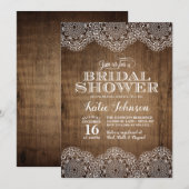 Invitation de Baby Shower de mariage en Bois Rusti (Devant / Derrière)