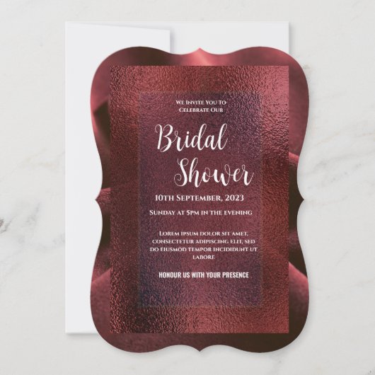 Invitation de Baby Shower de Mariée Rouge (Devant)